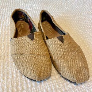 TOMS Womens Classic Natural Burlap Canvas Espadrilles Shoes Slip-on - Size 6.5